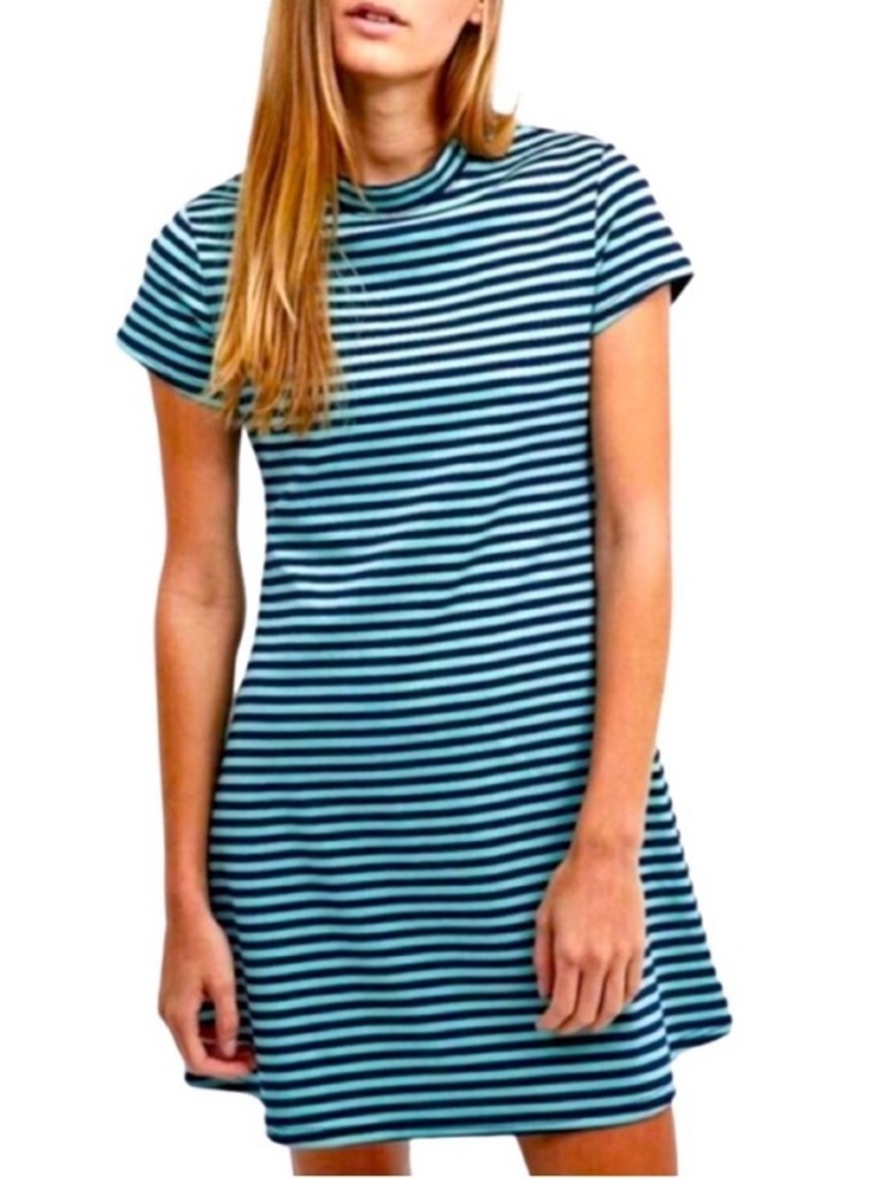 FP Beach Striped Mock Neck Mini Dress